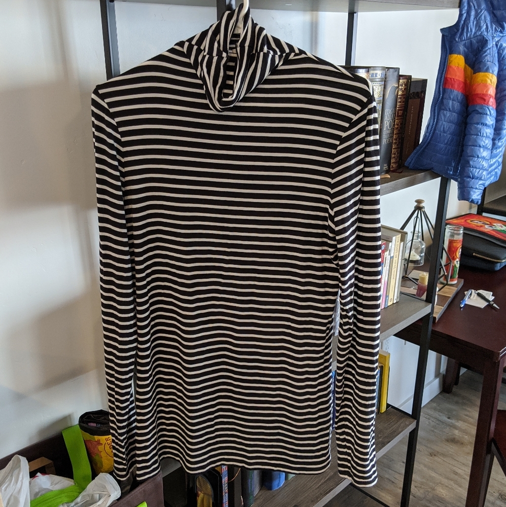 Black/White Striped Turtleneck